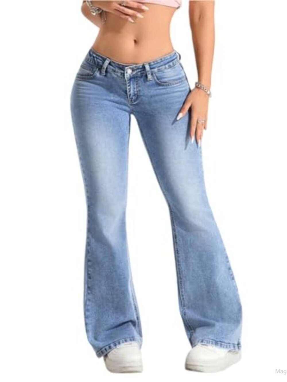 Women's Low Rise Flare Jeans Stretchy Vintage Denim Pants